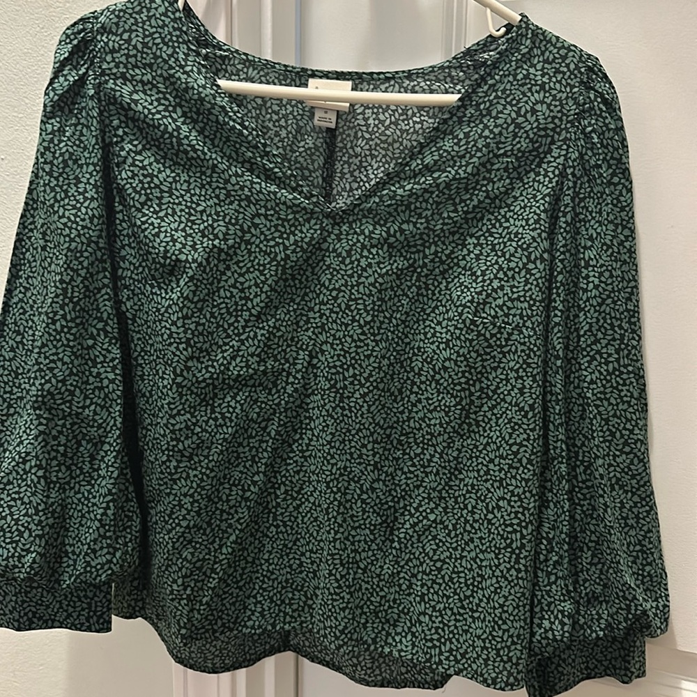 Green and Black Blouse